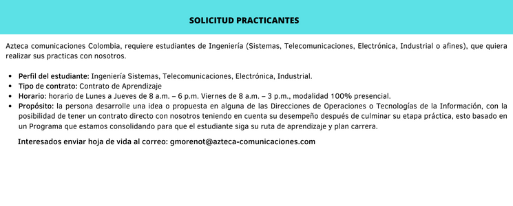  Solicitud Practicante Azteca Comunicaciones Colombia